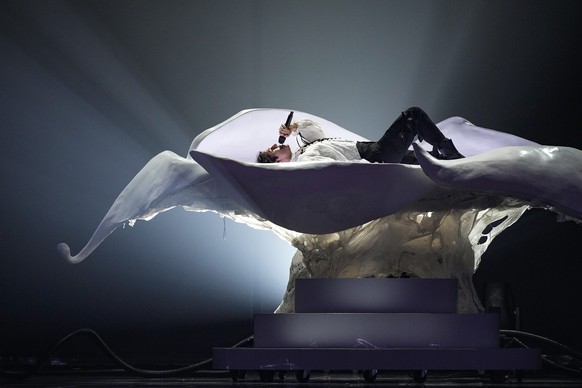 Luke Black of Serbia performs during dress rehearsals for the Grand final at the Eurovision Song Contest in Liverpool, England, Friday, May 12, 2023. (AP Photo/Martin Meissner)
Luke Black