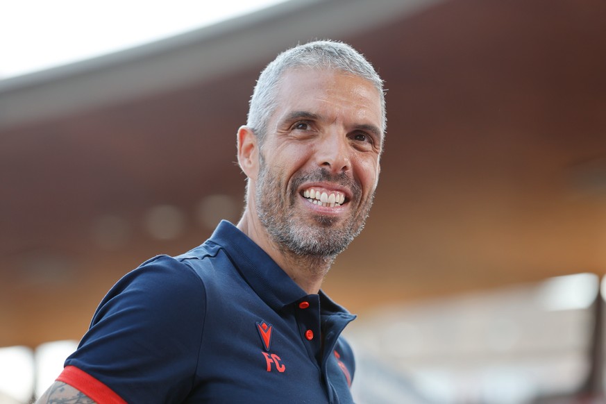 Trainer Fabio Celestini (FCB) im Interview vor dem Meisterschaftsspiel der Super League zwischen dem Grasshopper-Club Zuerich und dem FC Basel, am Samstag den 03. August 2024 im Stadion Letzigrund Zue ...