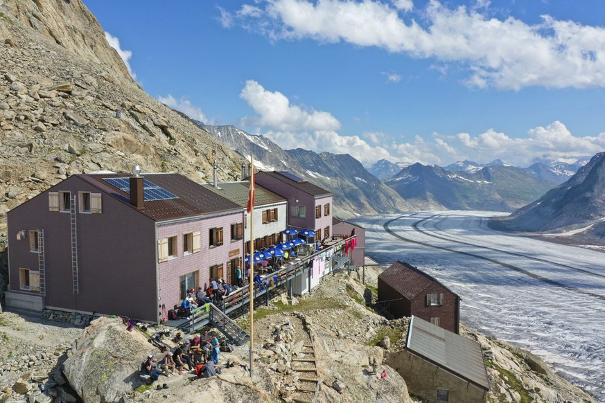 Konkordiahütte am Grossen Aletschgletscher Aletsch Gletscher